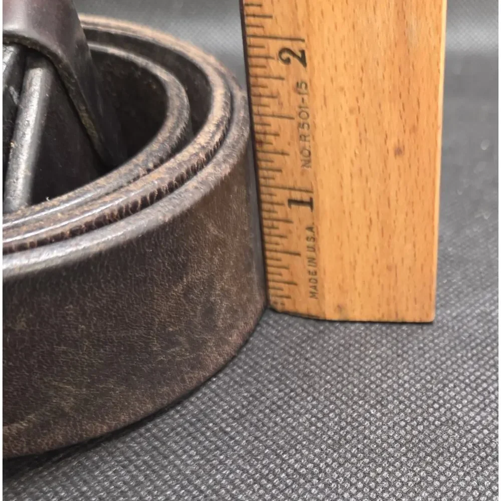 Fossil Men's Vtg Distressed Thick Cowhide Leather Belt Dark Brown Sz 38 - 1.5
